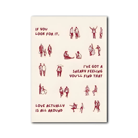 Love Actually Is All Around Quote Poster Set Wall Art Retro Minimalist People Decor for Living Room Bedroom Dorm Room, UNFRAMED 8x12