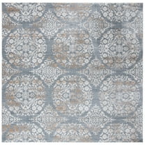 SAFAVIEH Martha Stewart Isabella Floral Area Rug, Silver/Ivory, 6'7" x 6'7" Square