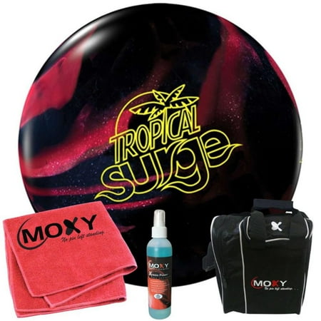Storm Tropical Surge Black/Cherry Bowling Ball | Moxy Strike Black Bowling Bag | Moxy Red Micro Fiber Towel | Moxy Xtreme Power Cleaner Package