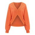 thumbnail image 4 of IMENGL Chandail Molletonné Décontracté Surdimensionné à Col en V, Orange 3TG, Taille M-3TG, 4 of 9