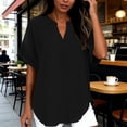 thumbnail image 2 of CBASIHI Womens Oversized Short Sleeve Tops- Casual V Neck Summer Vintage Basic T Shirts Black Size S, 2 of 9