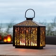 thumbnail image 2 of Melrose Forest Cut-Out Candle Lantern - 12.25" - Black and Gold, 2 of 6