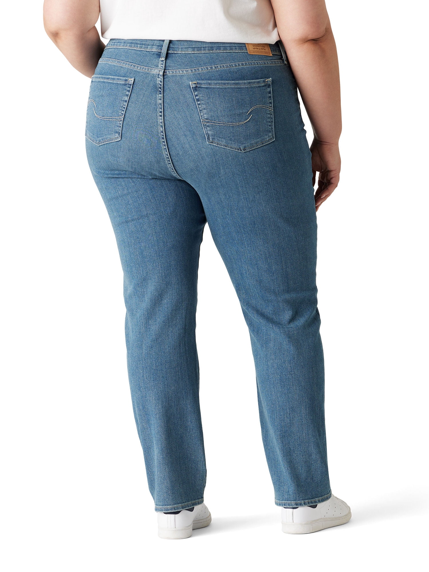 Levi Strauss Signature Women's and Women's Plus Mid Rise Straight Jeans, Tummy-Smoothing Pannel, Sizes 2-26