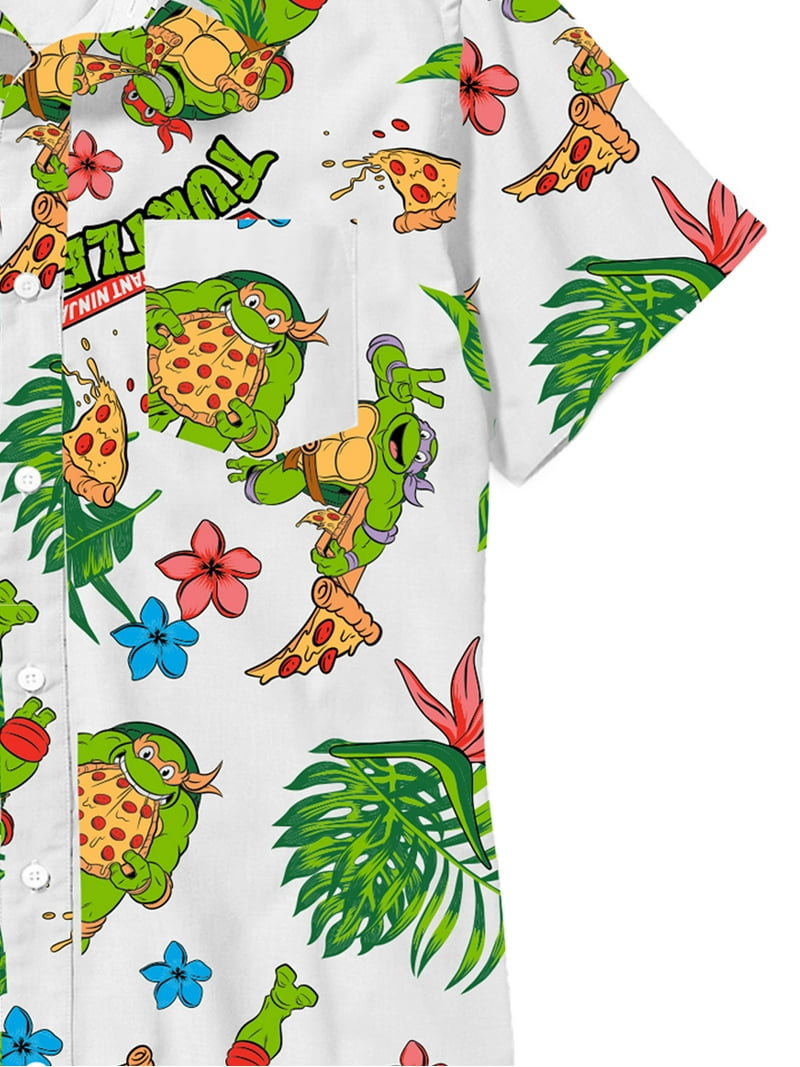 Teenage Mutant Ninja Turtles Boys Pizza Graphic Button-Up Cotton