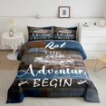 thumbnail image 2 of Happy Camping Comforter Set King Size Camper Bedding Sets Rustic Farmhouse Themed Bedding Comforter Sets Vintage Wooden Planks Down Comforter Adventure Theme Quilt Set, 2 of 7