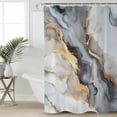 thumbnail image 2 of Gray Ombre Marble Shower Curtains for Bathroom Waterproof Fabric Bath Curtains Decor Bath Tub Curtain Abstract Art Contemporary Decorative Shower Curtain Sets with 12 Hooks, 72x72 Inch, 2 of 6