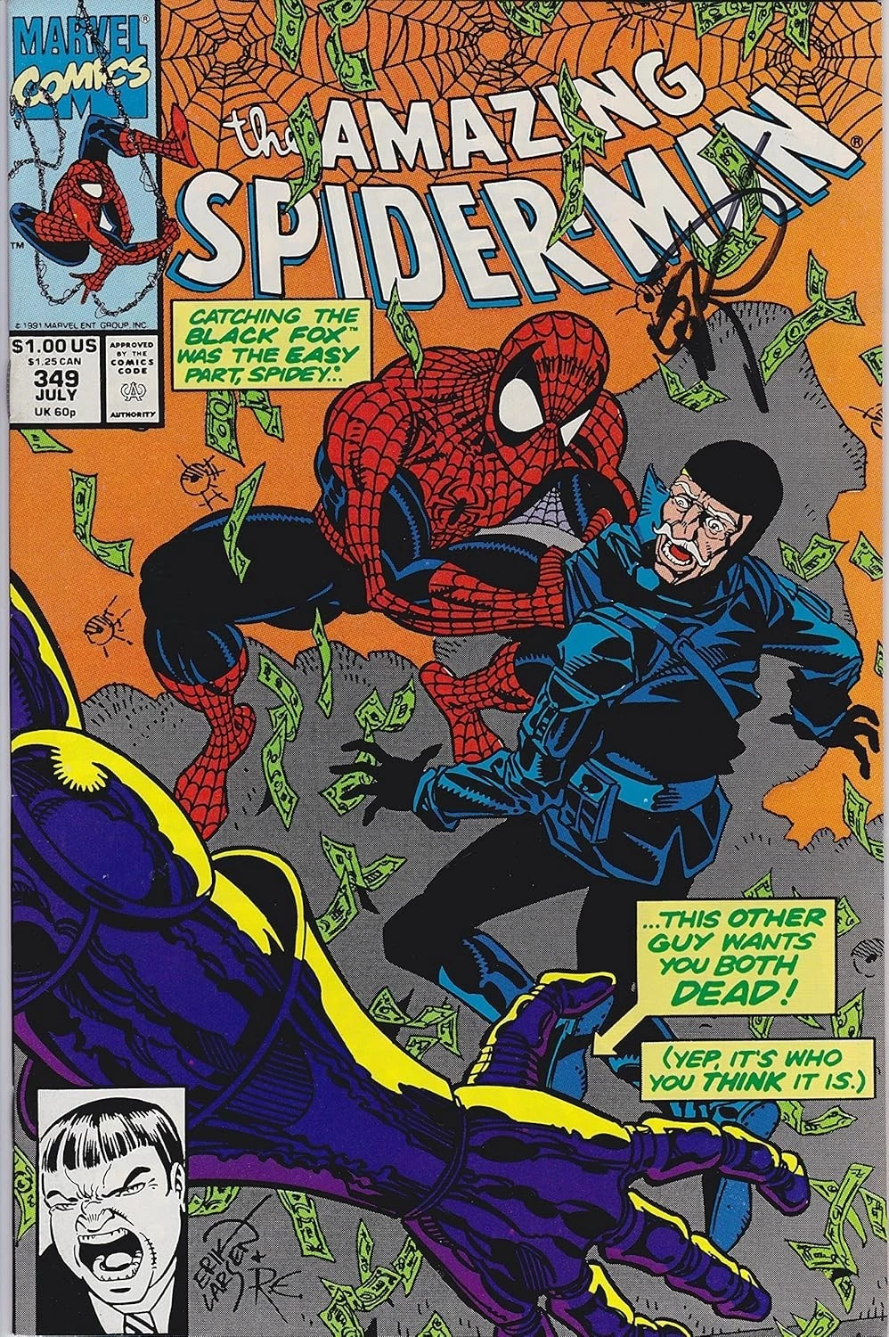 Amazing Spider-Man #349 Signed by Erik Larsen VERY FINE