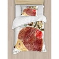 thumbnail image 3 of Animal Duvet Cover Set King Size, Cute Hand Painted Illustration with Adorable Hedgehog with Flowers in Watercolors, Decorative 3 Piece Bedding Set with 2 Pillow Shams, Multicolor, by Ambesonne, 3 of 3