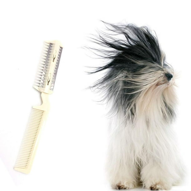 Dog brush top with razor