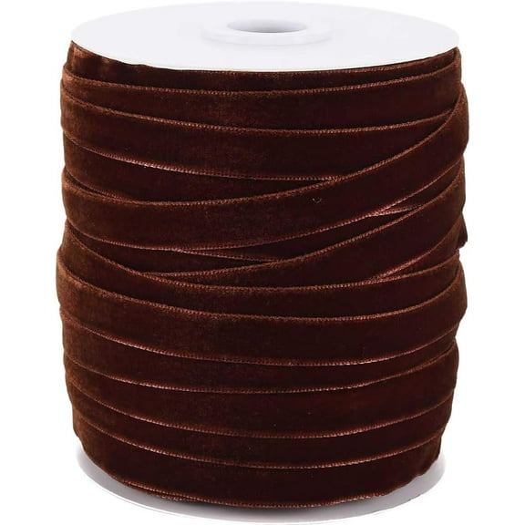 Single Face Velvet Ribbon Coconut Brown 3/8 inch(9.5~10mm) about 50yards/roll(45.72m/roll)