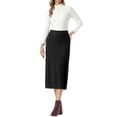 thumbnail image 2 of INSPIRE CHIC Cable Knit Sweater Skirt for Women's Elastic Waist A-Line Ribbed Casual Knit Maxi Skirt XS Black, 2 of 6