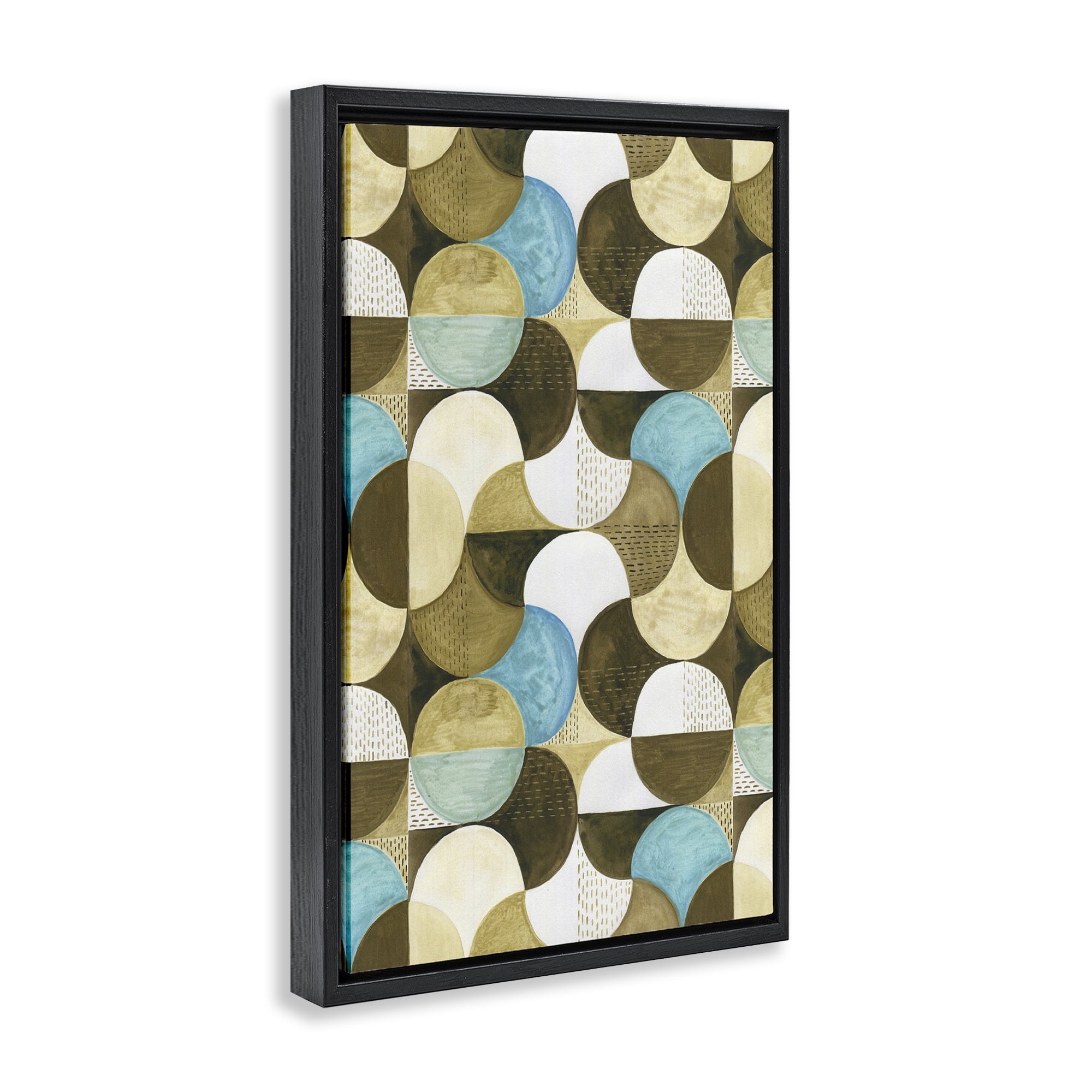 Stupell Industries Boho Circular Pattern Abstract Painting Black Floater Framed Canvas Art Print Wall Art, 21 x 31