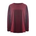 thumbnail image 5 of BKQCNKM Sweatshirt for Women Oversized Sweatshirt for Women's Sweatshirts Long Sleeve Tunic Tops Crew Neck Soft Pullover with Side Zipper Shirt Crewneck Sweatshirts Women, Wine S, 5 of 7