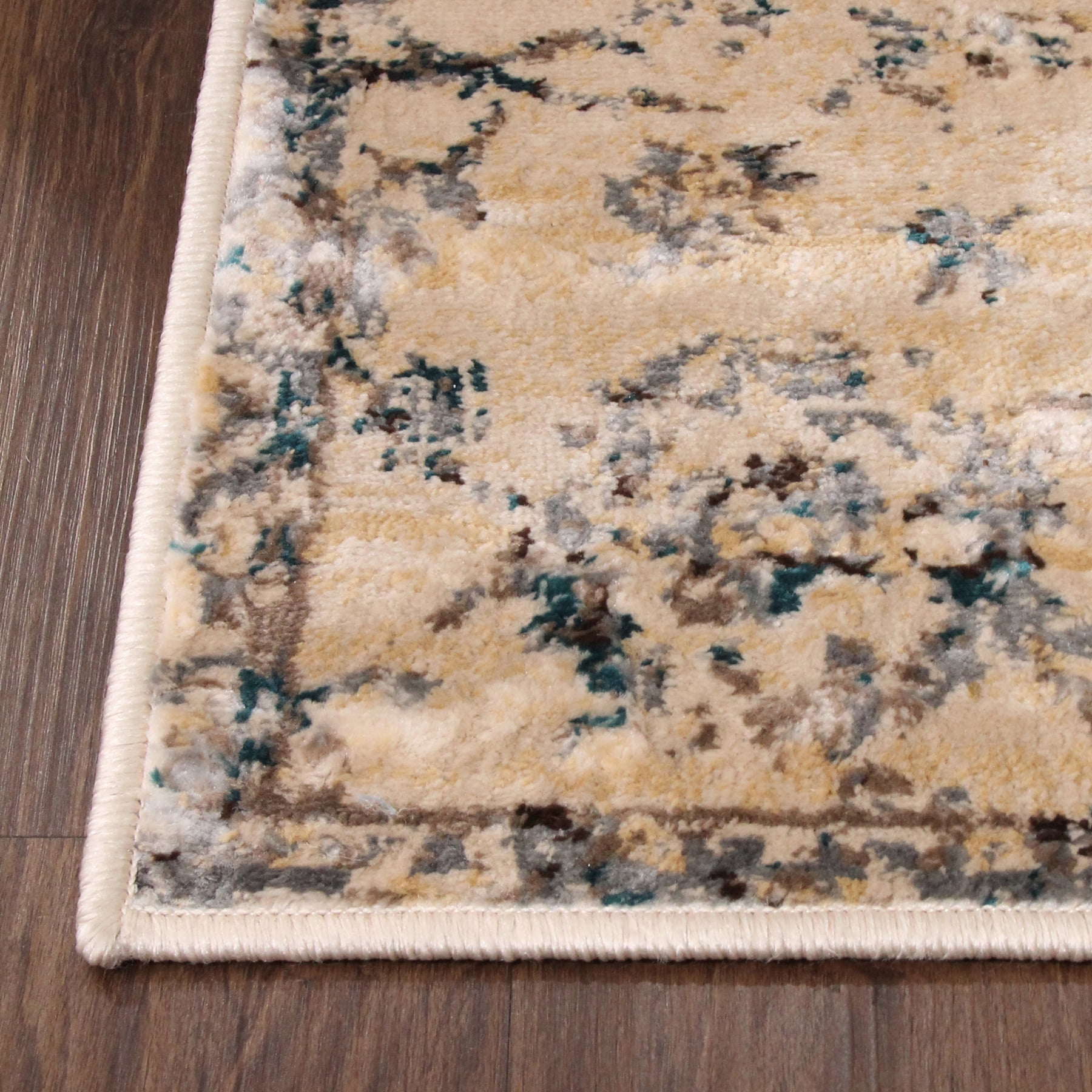 Superior Basilio Modern Medallion Indoor Runner Rug, 2' 7" x 8', Teal