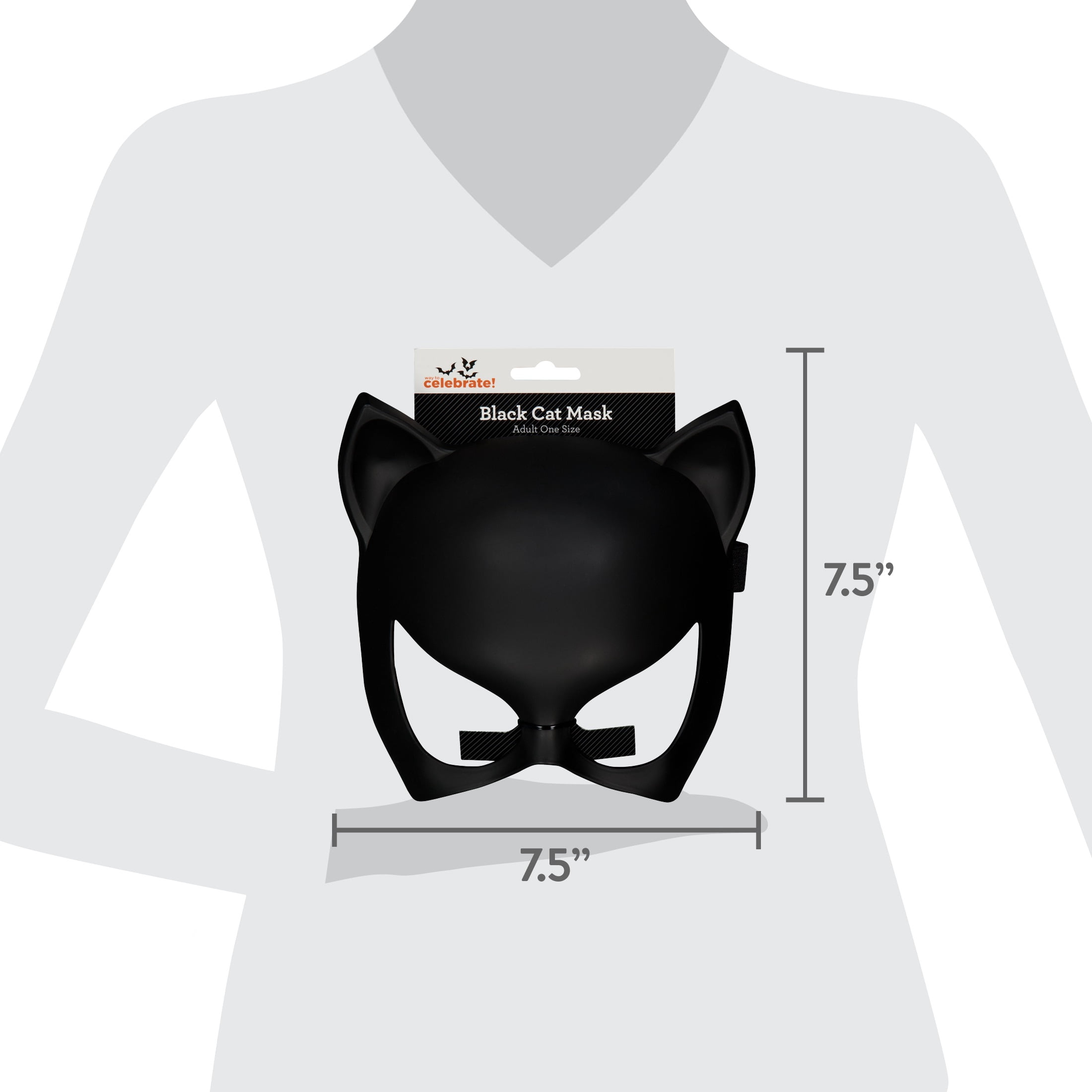 Cat Mask Costume Accessory for Adults, Black, Halloween by Way To Celebrate