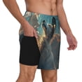 thumbnail image 2 of Logiee Starry Sky Cloud Wolf Print Men's Swim Trunk,Quick Dry Board Shorts ,Men's Swim Trunks with Compression Liner, Bathing Suits with Pockets-Small, 2 of 6