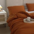 thumbnail image 5 of Burnt Orange Pom Poms Pillowcases, Terracotta Pillowcases Set of 2, 100% Washed Microfiber, Caramel Ball Fringe Pillow Cover Queen, 2 Pack, 5 of 6