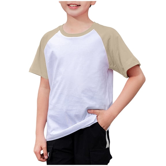KPOPLK Kids Summer T Shirts Loose Fit Boys Crewneck Top Cartoon Print Shirt Short Sleeve Soft Tee 4-12Y Size 9-10 Years,Khaki