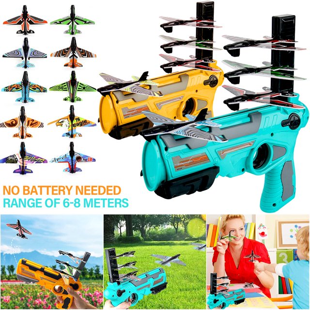 Foam Aircraft Launcher Bubble Catapult Plane Toy Glider Model Ejection Gun Shooting Games Outdoor Sport Toys Children Gifts heqiyong LED