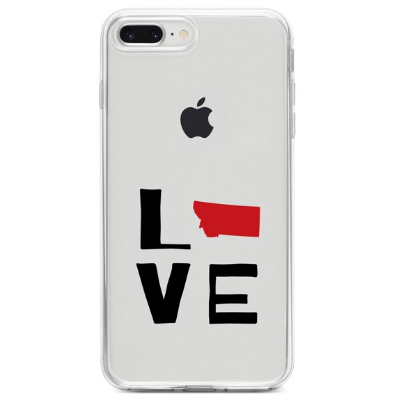 DistinctInk Clear Shockproof Hybrid Case for iPhone 7 PLUS / 8 PLUS (5.5" Screen) TPU Bumper Acrylic Back Tempered Glass Screen Protector - Montana - Love Black & Red