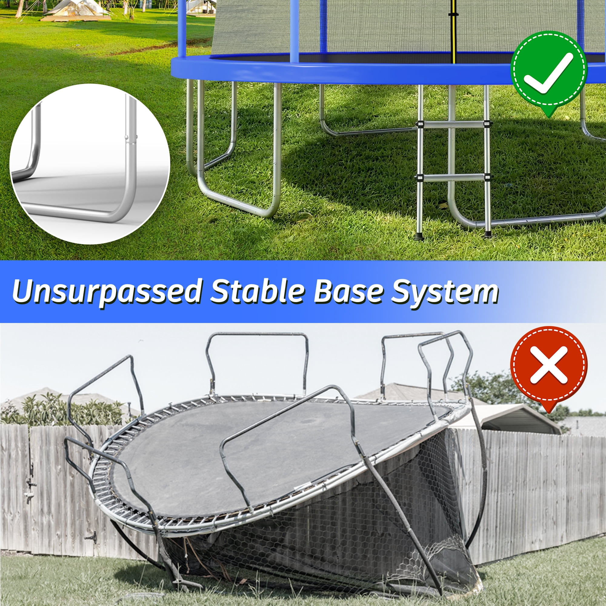 EUROCO 16FT Trampoline with Enclosure Net for Kids and Adults, 1500LBS Backyard Outdoor Large Tranpoline