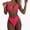 Pink, variant on Top-kevin Bikini Set for Women Solid V Neck Knot Front Push Up High Leg Thong Two Piece Swimsuit