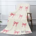 thumbnail image 2 of Spxubz Flannel Throw Blanket With Pink Bow Pattern For Gift Home Sofa Bed Decoration 60x50 inch, 2 of 5