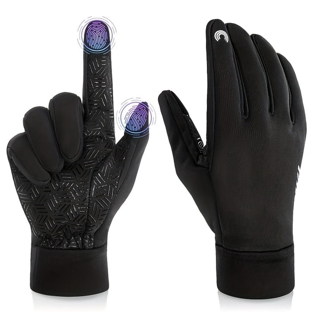CHUANK RIGWARL 1 Pair Winter Cycling Gloves Windproof Gloves Outdoor Gloves Two-finger Touch Screen Non-slip Silicone With Reflective Strip For Men Women