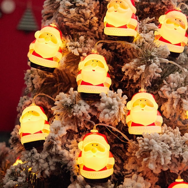 Fiudx Guirnalda de Luces Led de Papá Noel con Diseño de Cabeza de Muñeco de Nieve de Colores, Decoración Navideña, Luces Festivas para Árbol de Navidad, Fácil Instalación, para Uso En Interiores y Ex