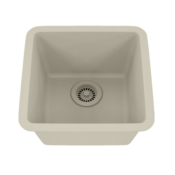 15" x 15" Quartz Kitchen Sink, Single Bowl Sink, Drop-in Sink, Undermount Sink, Granite Kitchen Sink, Galaxy Beige Kitchen Sink, Lexicon Platinum LP-1515