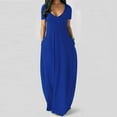 thumbnail image 7 of Lenago Women's Summer Dress Plus Size Deep V-Neck Standard-Fit Short Sleeve Solid Maxi Party Dress, 7 of 7
