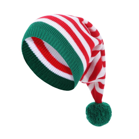 Santa Hat Christmas Beanie Hat Winter Warm Cable Knit Slouchy Hat for Adult Women Men Xmas Holiday Party Accessory