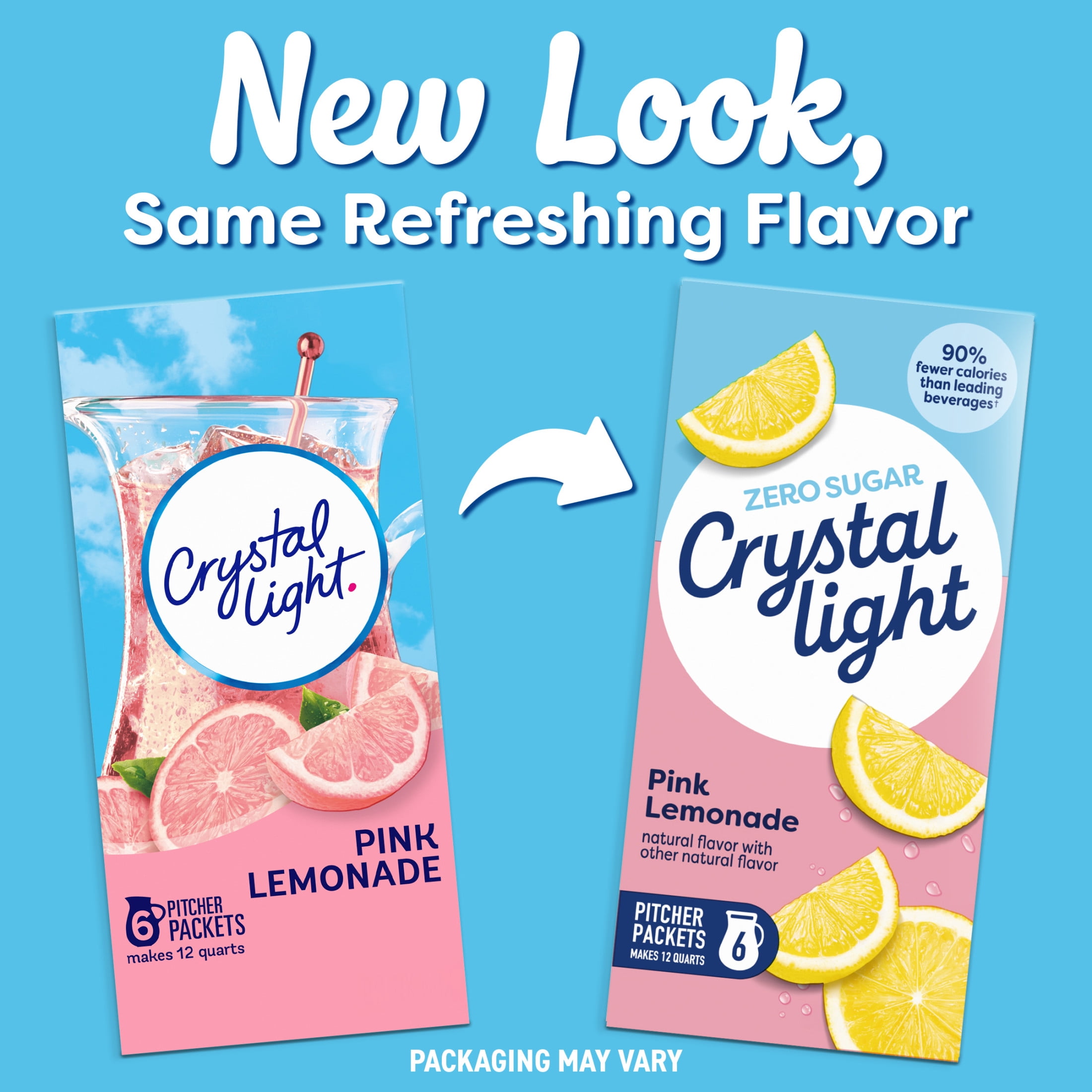 Crystal Light Drink Mix, 6 Pitcher Packets, for Flavorful Hydration and Shareable Refreshment, Pink Lemonade, natural flavor with other natural flavor, Zero Sugar, Low Calorie, 2.9 oz