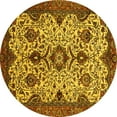 thumbnail image 1 of Ahgly Company Machine Washable Indoor Round Abstract Yellow Modern Area Rugs, 4' Round, 1 of 4