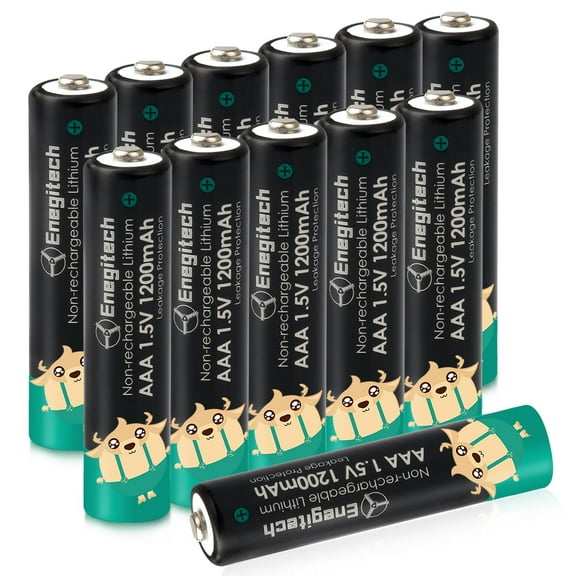 Enegitech AAA Lithium Batteries, Triple A Battery 1.5V 1200mAh for Remote Control, Thermometer Non-Rechargeable 12 Pack