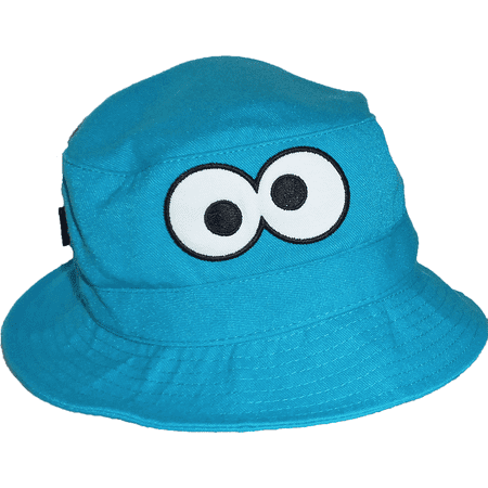 Cookie Monster Big Googly Eyes Blue Sesame Street Character Bucket Cap Toddler Kids Unisex UPF 50+ Sun Hat Coppertone UV Protection
