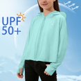 thumbnail image 2 of Miluxas Girl's Lightweight Sun Protection Hoodie Jacket for Outdoor Hiking - Long Sleeve Sun Shirt Blue 5-6 Years, 2 of 7