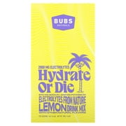 BUBS Naturals Hydrate or Die: Premium Hydration & Electrolyte Powder, All Natural Keto-Friendly Gluten-Free - No Sugar Added, Boosts Energy, Enhances Recovery, Lemon Travel Pack Sticks