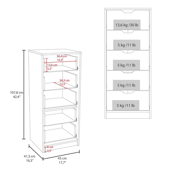 LHKJ 5-Drawer Dresser, Natural Oak