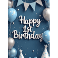 thumbnail image 4 of Blue Balloon Design Happy Birthday Banner Glittering Details Party Decoration for Baby's First Birthday Celebrations, 4 of 7