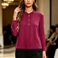 thumbnail image 5 of YuXingFu Petite Tops for Women Crew Neck Pleated Ruffle Detail Long Sleeve for Everyday Loose Fit Tees Tops Hot Pink M, 5 of 6