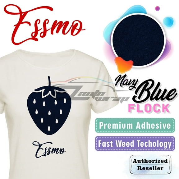 ESSMO Navy Blue Flock Heat Transfer Vinyl HTV Sheet T-Shirt 20" Wide Iron On Heat Press DF11 20"x12"