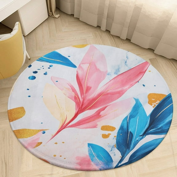 Colorful Marble Round Area Rugs for Bedroom Living Room, 4FT Soft Indoor Circle Carpets, Carpet Home Decor Floor Mat
