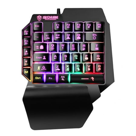 Mini clavier de jeu tablette mobile clavier de jeu filaire à une main pour  LOL PUBG CF jeu clavier de rétroéclairage coloré Gamer Couleur: noir