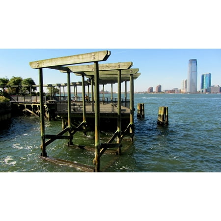 Canvas Print Water New York City Mole Jersey City Manhattan NYC Stretched Canvas 10 x