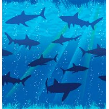 Shark Splash - Tablecover, Plastic, Border Print - Case of 6