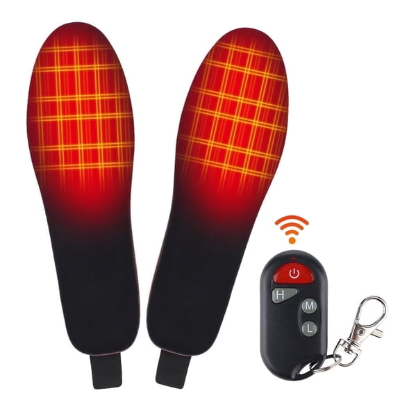 1 Pair Heated Shoe Insoles, Electric Foot Warmers Insoles with Remote Control, USB Recharageable Reusable Heated Insoles for Winter Outdoor Work Hiking Skiing Camping Cold Weather Use, (EU:34-40)