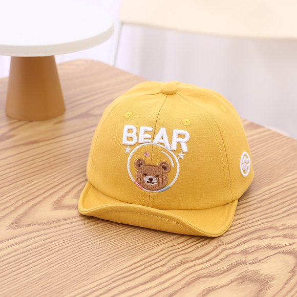 Summer Outdoor Baby Baseball Cap Cartoon Bear Baby Boys Girls Sun Hat Toddler Soft Letter Kids Children Beach Caps yellow