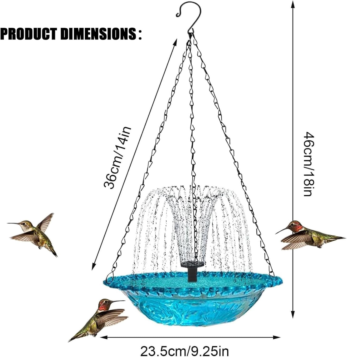 2026 New Solar Cascade Hanging Bird Bath Fountain, Outdoor Hanging Birdbath with Solar Fountain, Metal Solar Powered Birdbath with Water Pump for Outdoor Garden Decor (Pink)