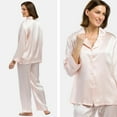 thumbnail image 3 of Fishers Finery Women's 100% Pure Mulberry Silk Long Pajama Set with Gift Box (Pink, XL), 3 of 4